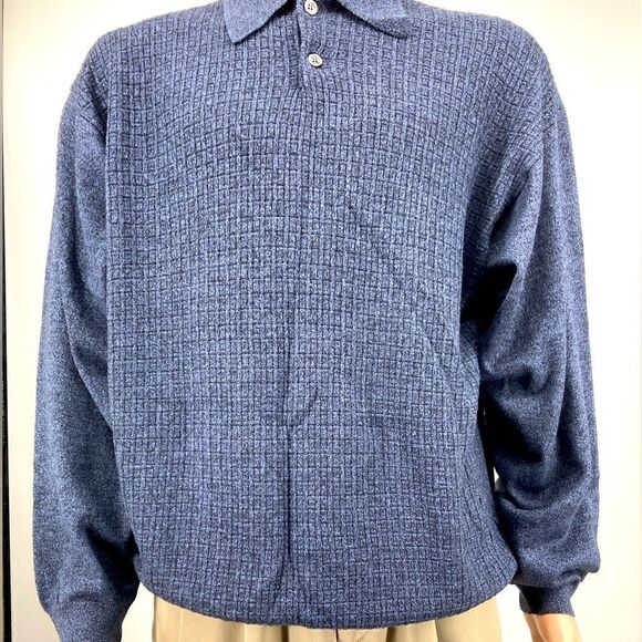 Pronto-Uomo Merino Wool Blend Knit Blue Men’s Shirt Size XL-54 Made in Italy - Picture 1 of 8
